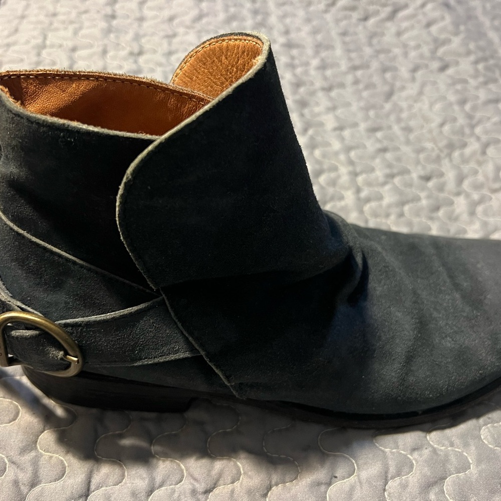 Fiorentini + Baker Black Suede Fold-Over Ankle Boot with Side Buckle